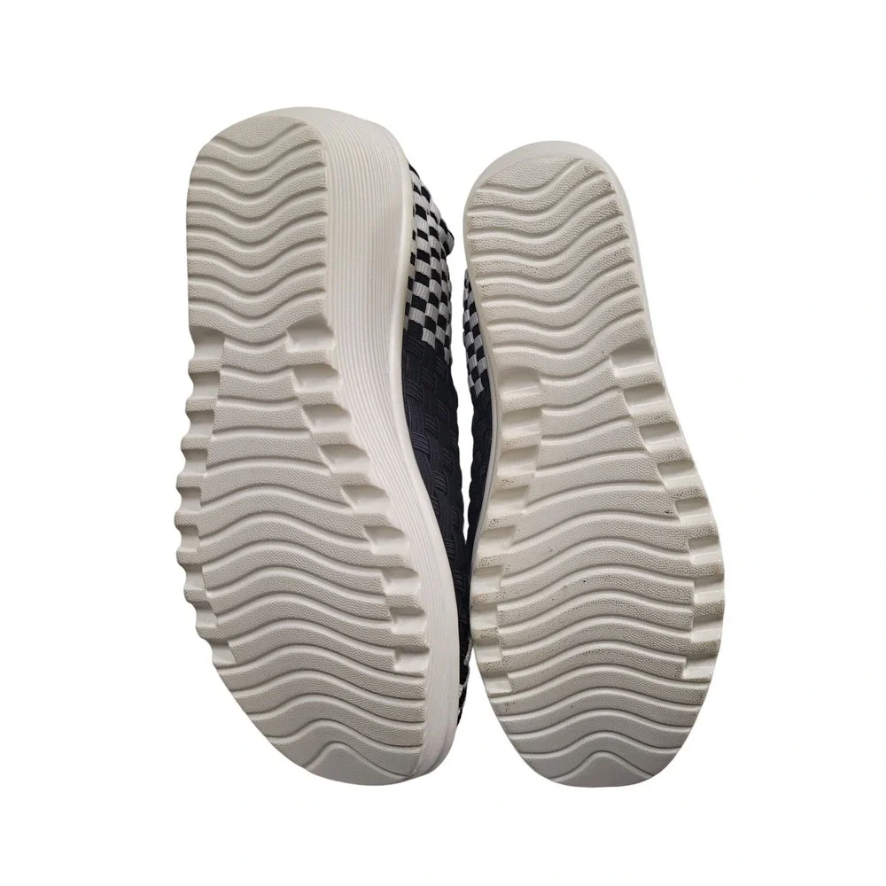WALKING CASUAL Slip On Womens Wedge Shoes‎ Multi Color- Black/White Size 7.5